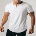 M's Kinetic Curved Hem Henley Muscle Fit
