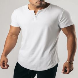 M's Kinetic Curved Hem Henley Muscle Fit